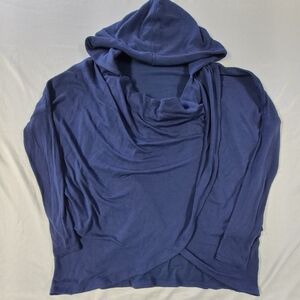 Athleta Purana Soft Nirvana Blue Wrap Cover Large Sweatshirt Hoodie 486073